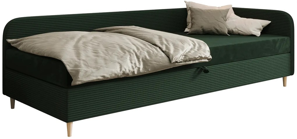 Zielone tapicerowane łóżko z materacem 80x200 R2-H58