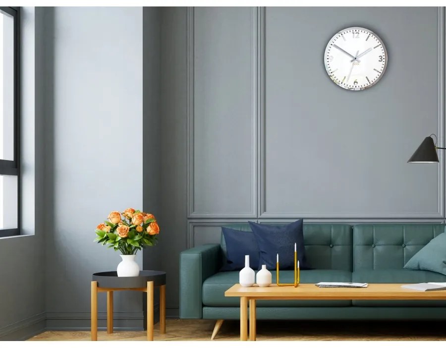 Zegar na ścianę klasyczny cichy mechanizm okrągły z białą tarczą akrylowy