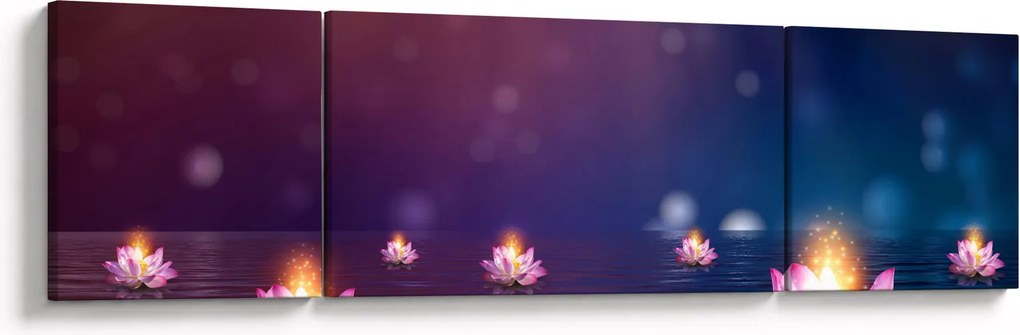 Obraz - Magiczne lilie wodne (170x50 cm)