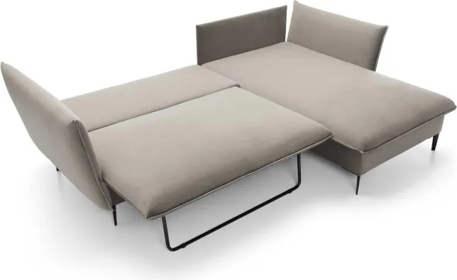 Narożnik GLOSS Prawostronny z funkcją spania, zestaw z poduszkami wolnostojący tkanina RIVIERA 21 Beżowy WERSAL