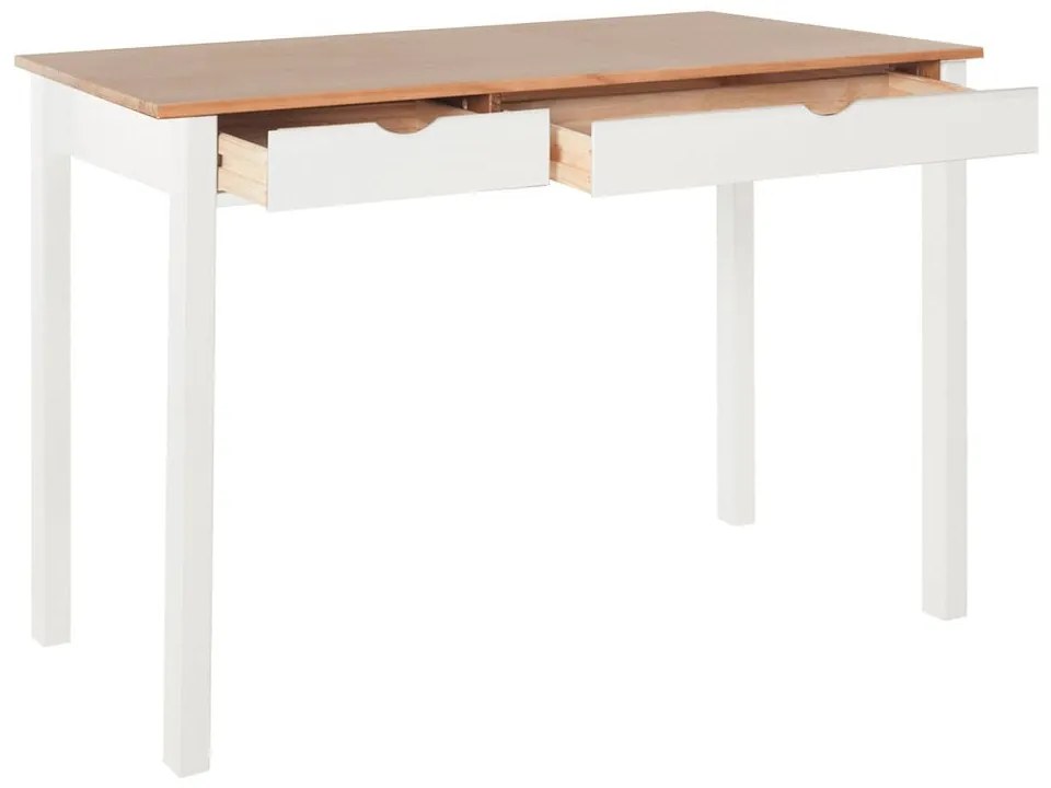 Biało-brązowe biurko z drewna sosnowego Støraa Gava, dł. 120 cm