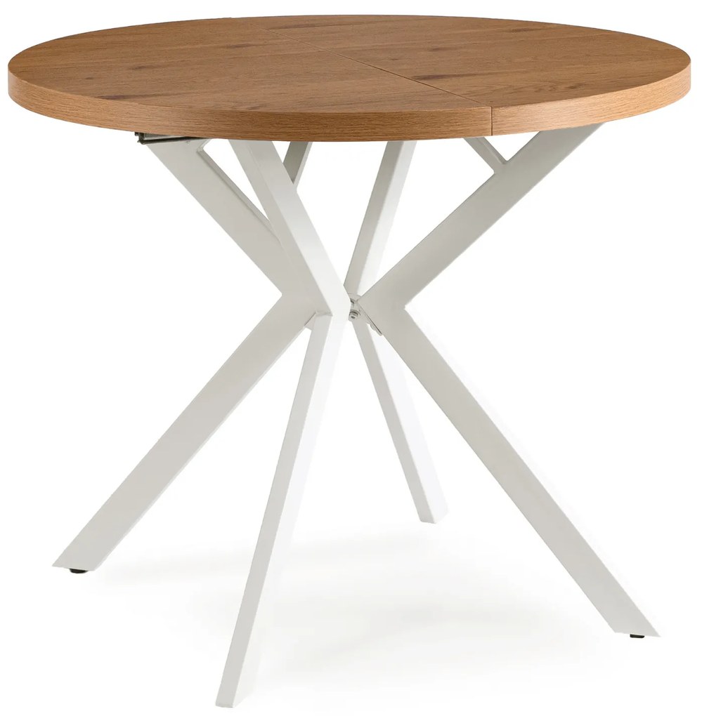 Stół Okrągły Rozkładany DORIAN 80-160 cm Dąb Złoty/Biały Skandynawski