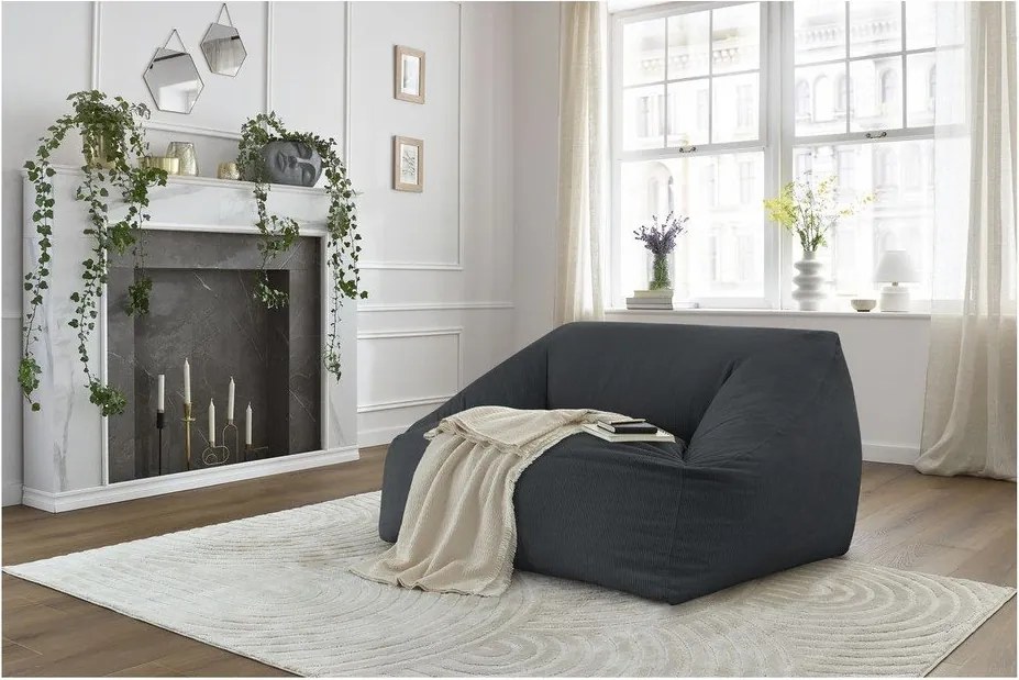 Ciemnoszary sztruksowy worek do siedzenia Lilibet – Bobochic Paris