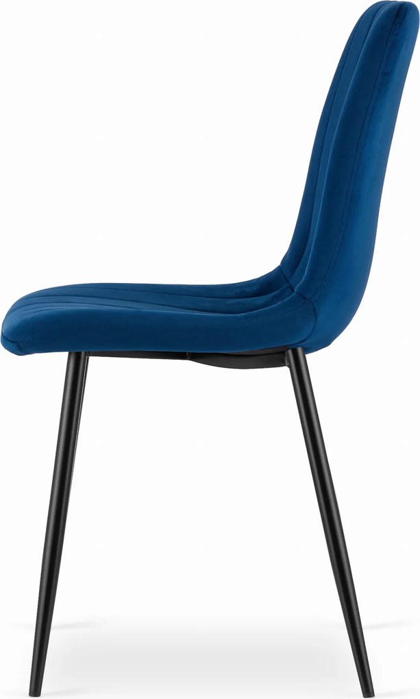 PROMOCJA Niebieskie aksamitne krzesło LAVA z czarnymi nogami II. jakość
