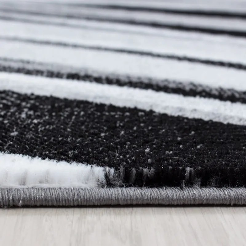 Dywan nowoczesny Parma czarny linie 120 cm x 170 cm