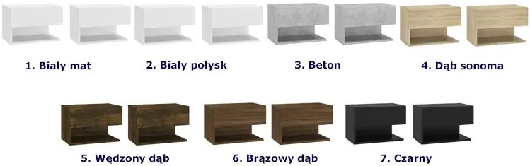 Zestaw wiszących brązowych szafek nocnych M1-G54