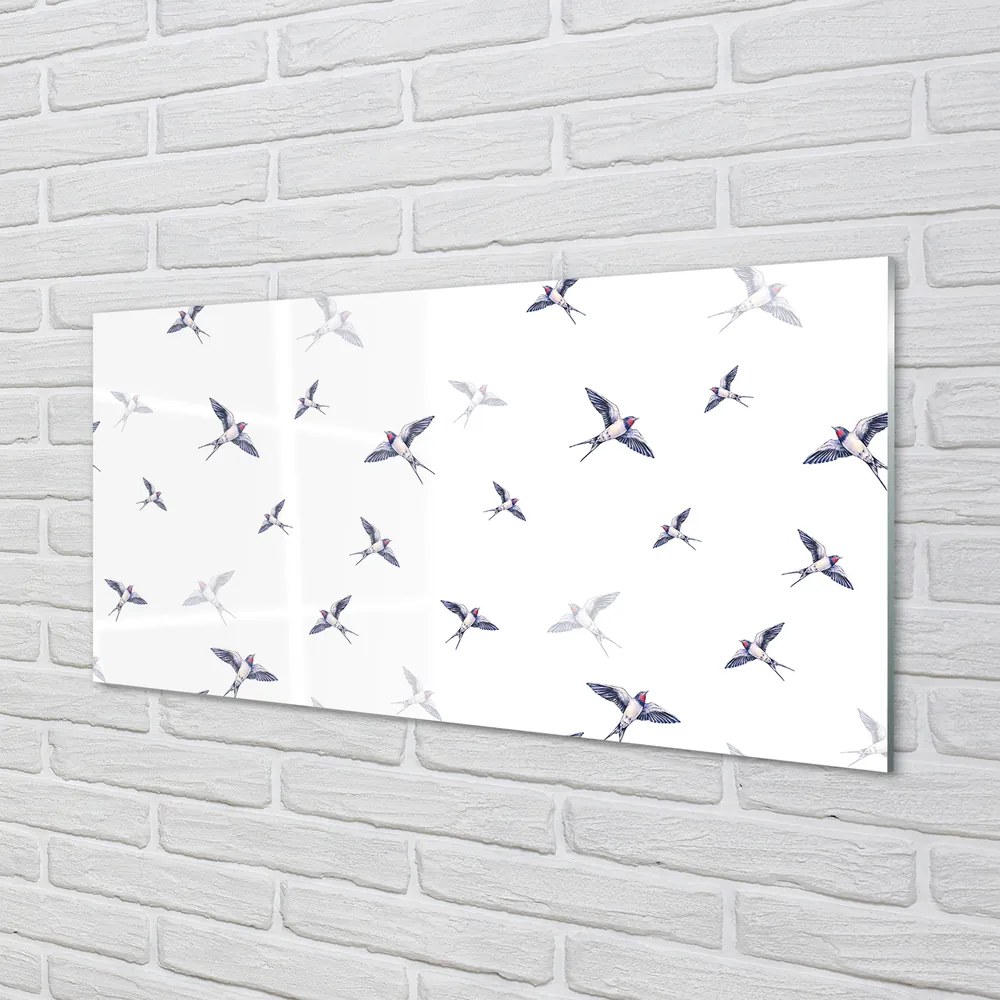 Panel Szklany Romantyczna Wizja Ptaków i Kwiatów