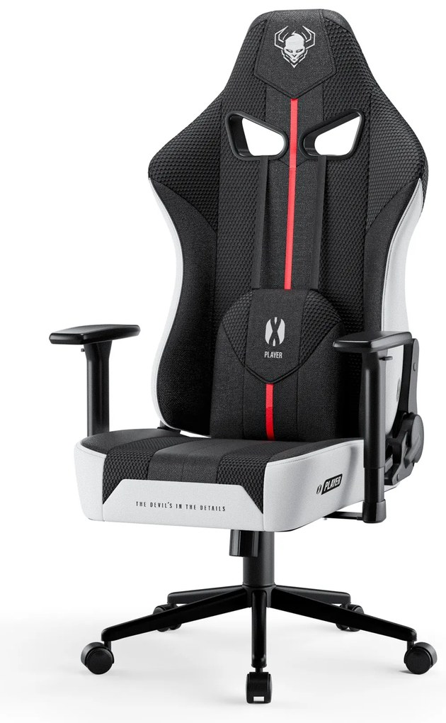 Materiałowy Fotel Diablo X-Player 2.0 Small: Biało-czarny