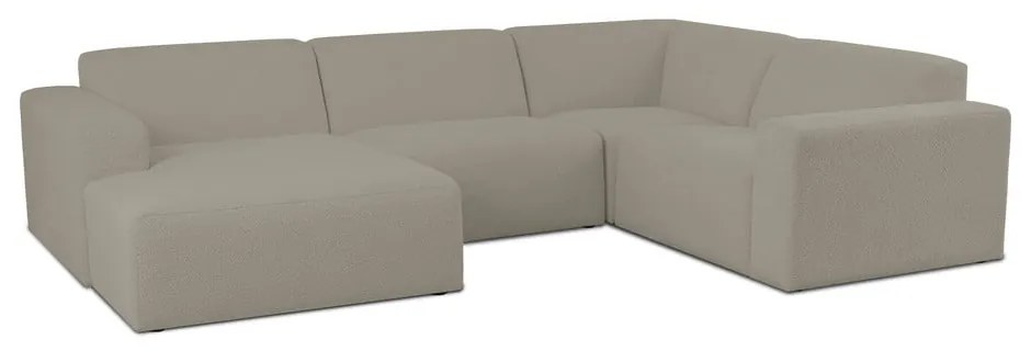 Jasnobrązowy narożnik z materiału bouclé (w kształcie litery U) Roxy – Scandic