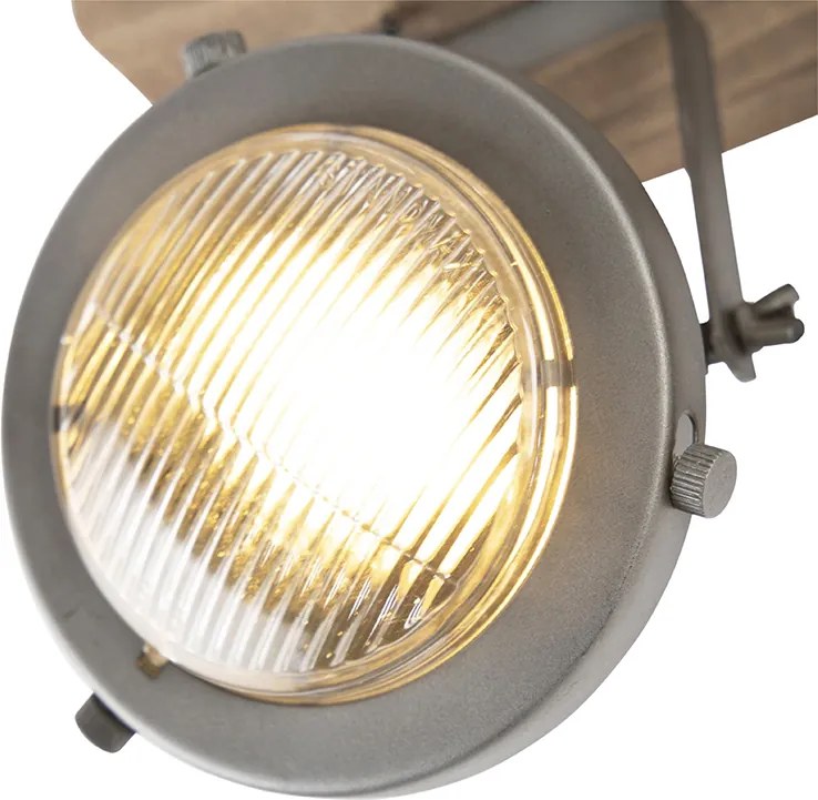 Industrialny inteligentny reflektor szary z drewnem z 2 WiFi GU10 - Emado