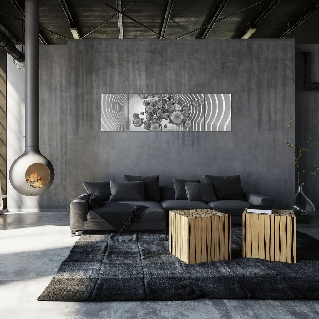 Obraz - Czarno-białe bąbelki (170x50 cm)