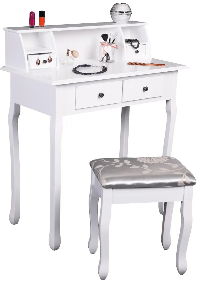 Ozdobny stolik ze stołkiem RODES NEW, biały