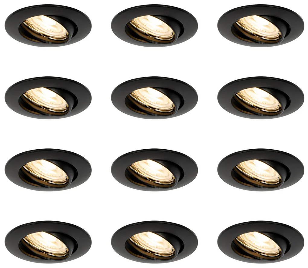 Zestaw 12 czarnych opraw LED GU10 35 mm - Edu Nowoczesny Oswietlenie wewnetrzne