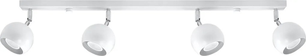 Plafony Nowoczesny Oculare, Stal - 4 Źródło - L.80 X H.16 Cm - Biały