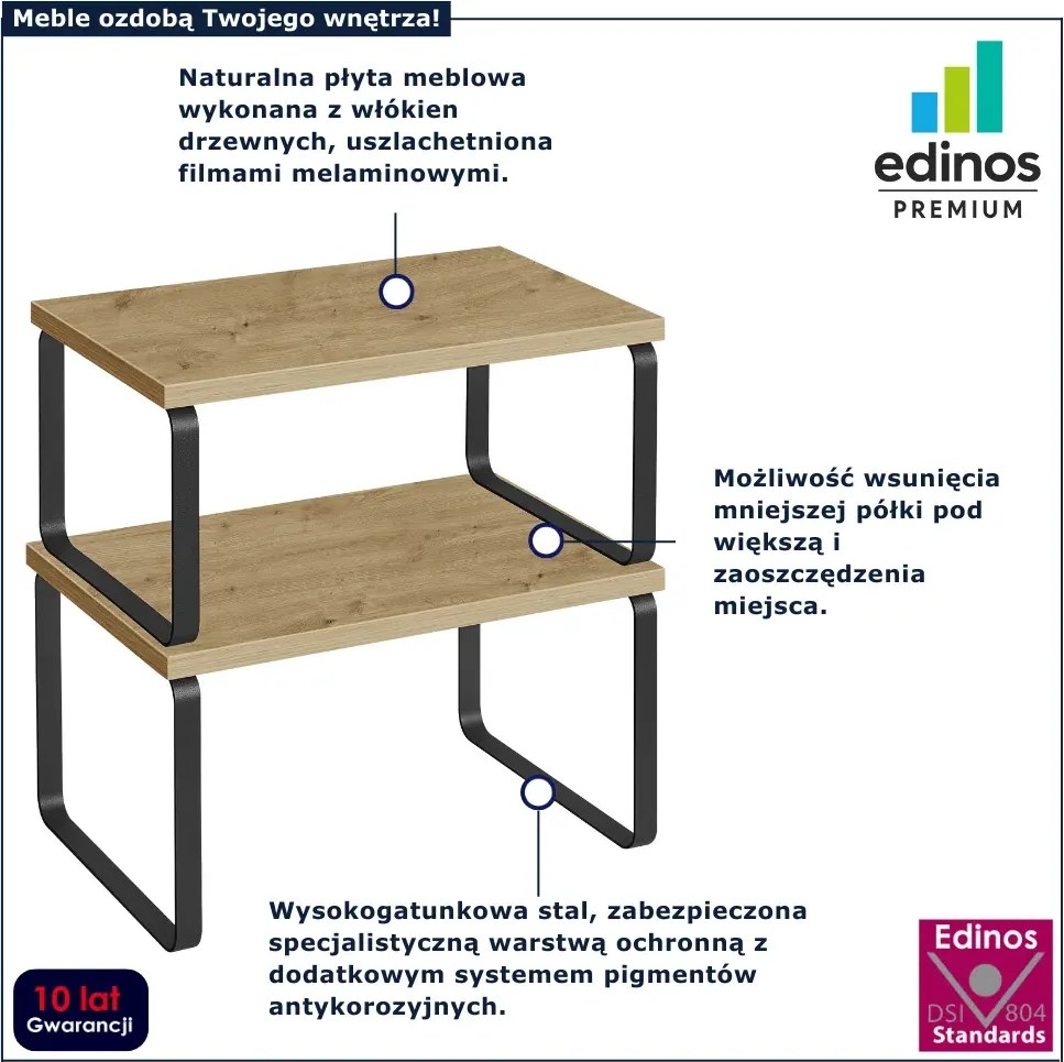 Zestaw 2 skandynawskich półek kuchennych dąb artisan T3-H58