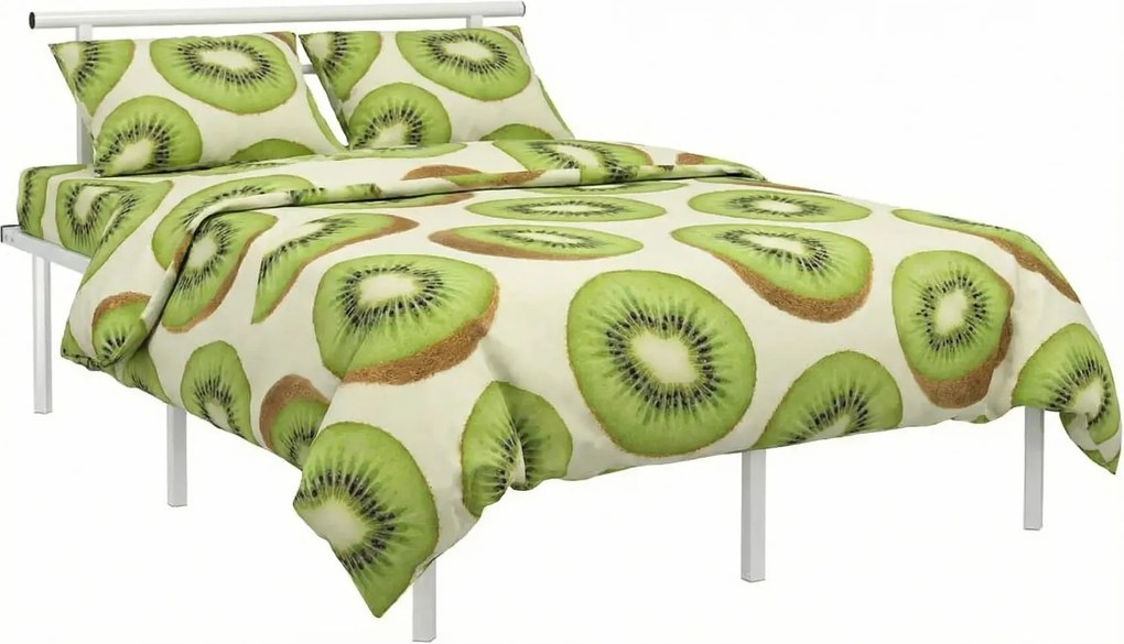 Białe metalowe łóżko małżeńskie 140x200 cm E8-H00