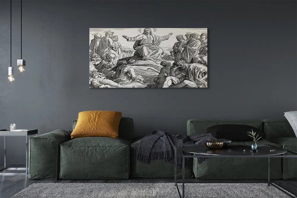 Zdjęcie na płótnie Rysunek Jezusa z Ludźmi