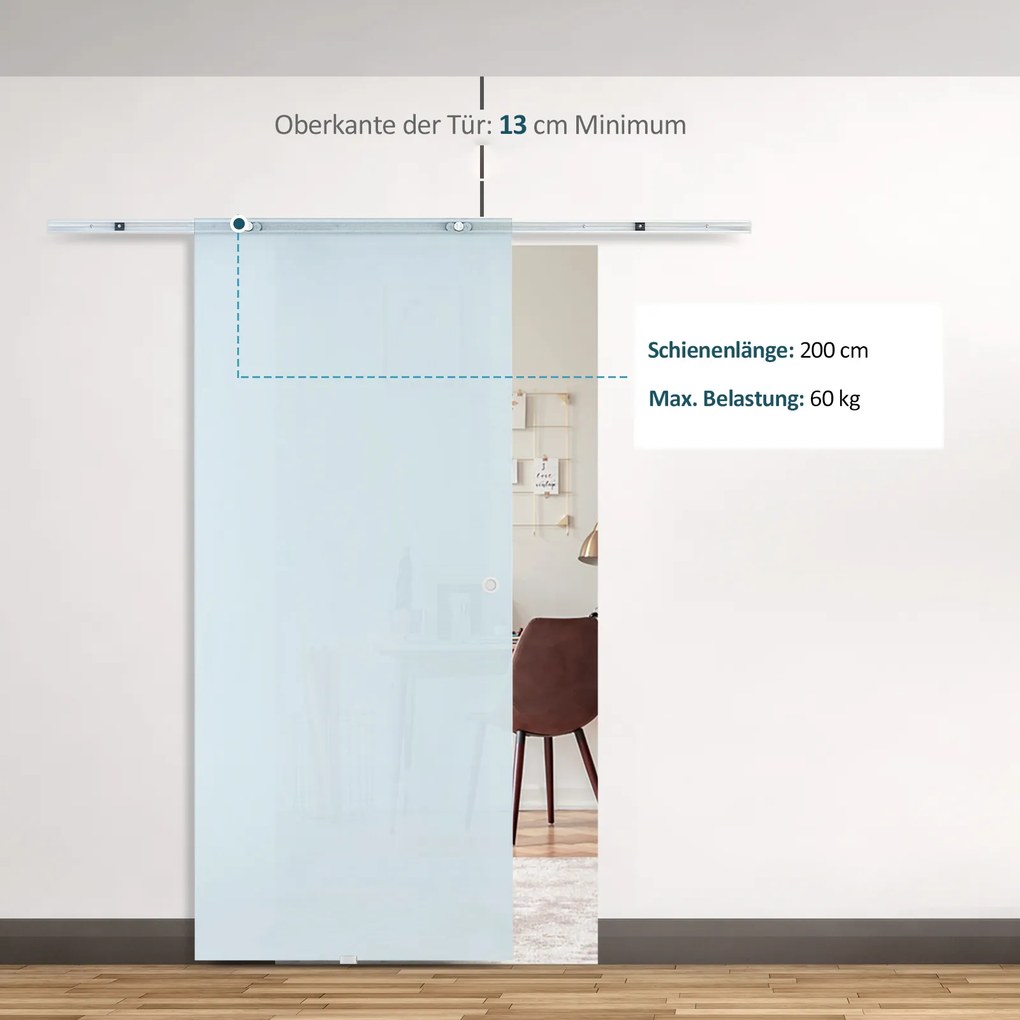 HOMCOM Drzwi Przesuwne Szklane Matowe 775 900 1025 x 2050 mm Nowoczesny Design do Wnętrz | Aosom PL