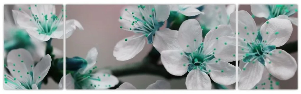 Obraz kwiatu - turkusowy (170x50 cm)