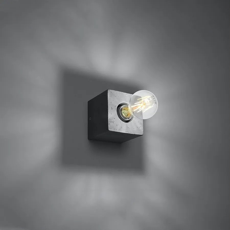 Kinkiety industrialny Zxina, beton - 1 źródło światła 3000K - L.10 x H.10 cm - szary
