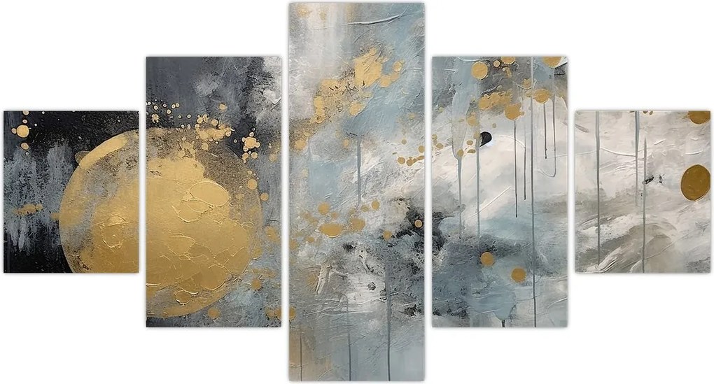 Obraz - Abstrakcja ze złotą kulą (125x70 cm)