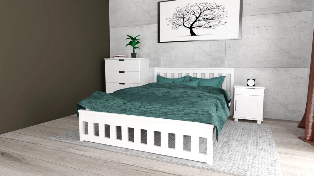 Łóżko MAICA 90 x 200 cm, białe Stelaż: Ze stelażem listwowym rolowanym elastycznym, Materac: Bez materaca