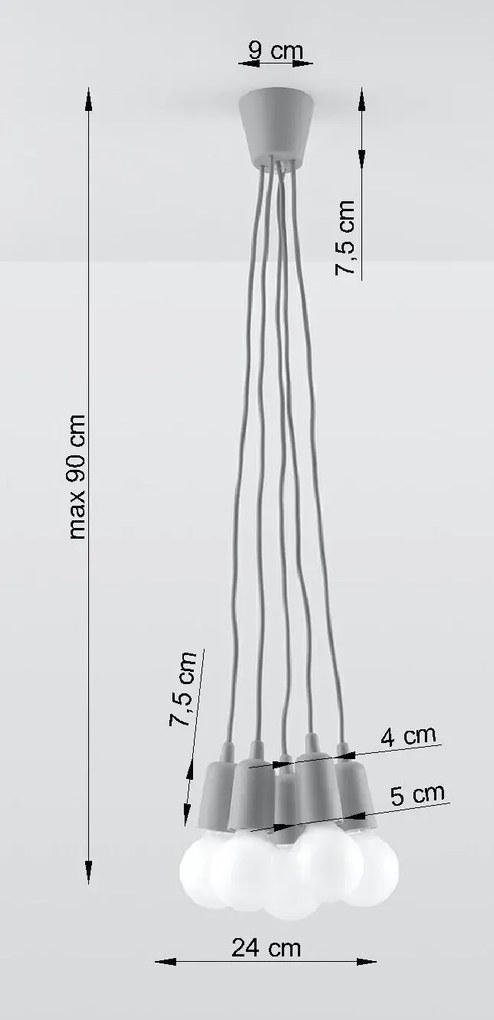 Szara lampa wisząca z regulacją zwisów - EX543 P7-N66