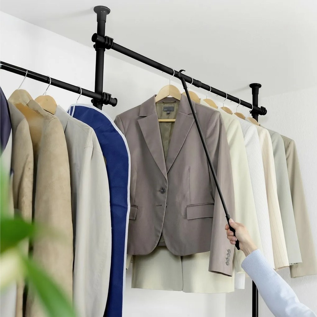 Wenko Zestaw 2 teleskopowych drążków poziomychHerkules, czarne