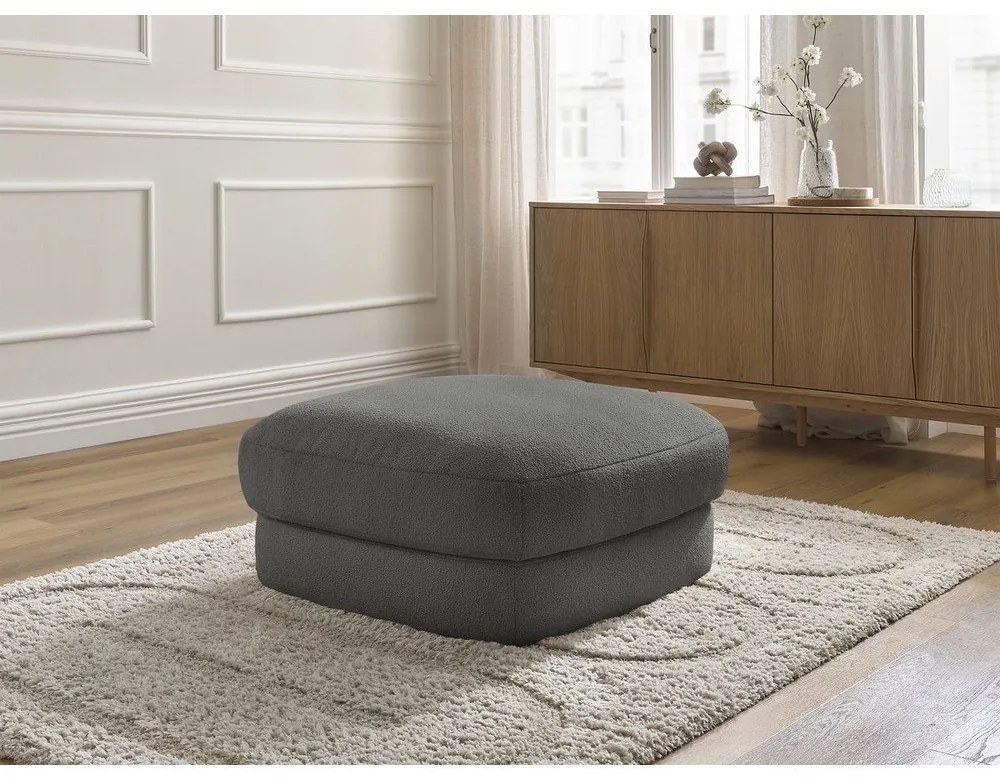Ciemnoszary podnóżek z materiału bouclé Leonore – Bobochic Paris