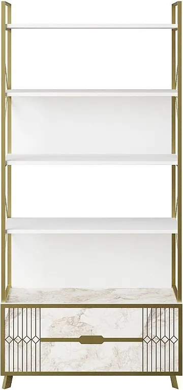 Regał na książki – 35,2" szerokości, 75,5" wysokości, 14" głębokości – biały – melamina