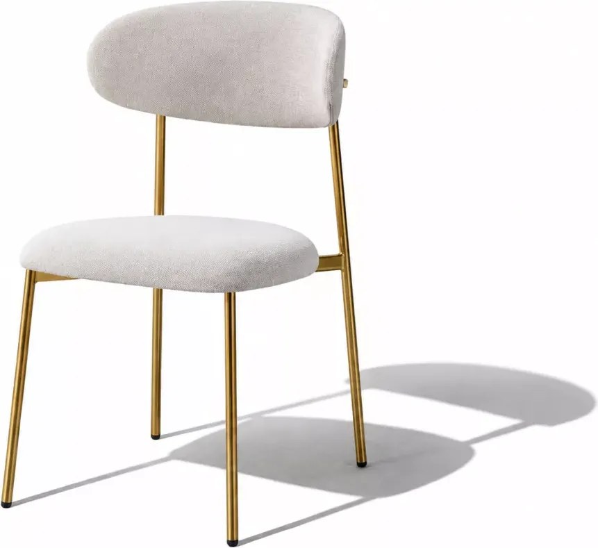 Krzesło tapicerowane Narelli kremowe złote nogi welur design retro