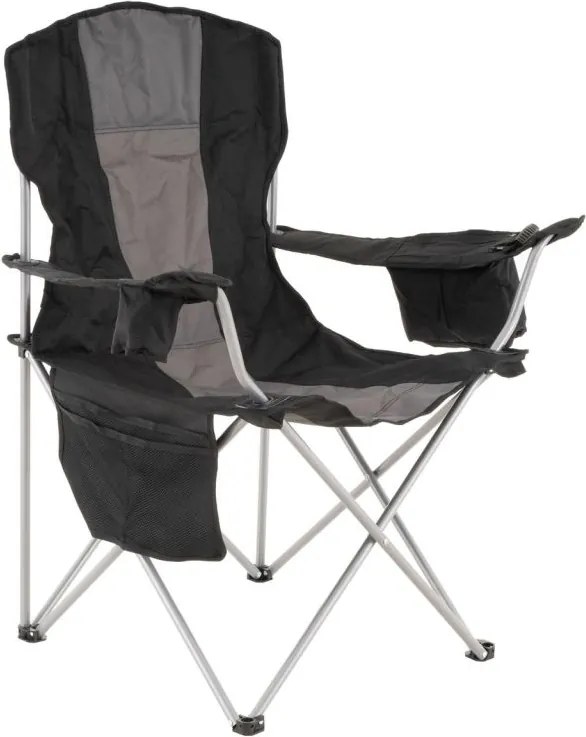 Składane krzesło kempingowe XL czarne/szare