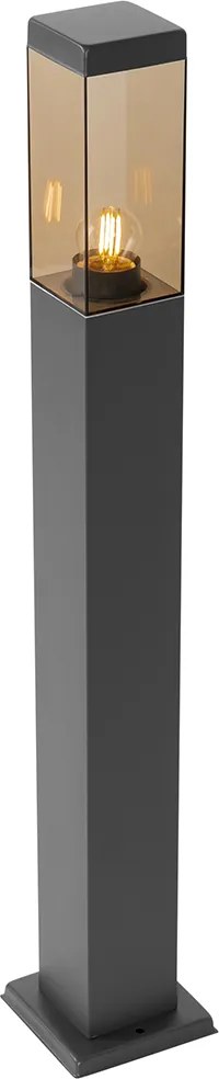 Inteligentna lampa zewnętrzna słupek ciemnoszara z przydymionym szkłem 80 cm z WiFi P45 - Malios