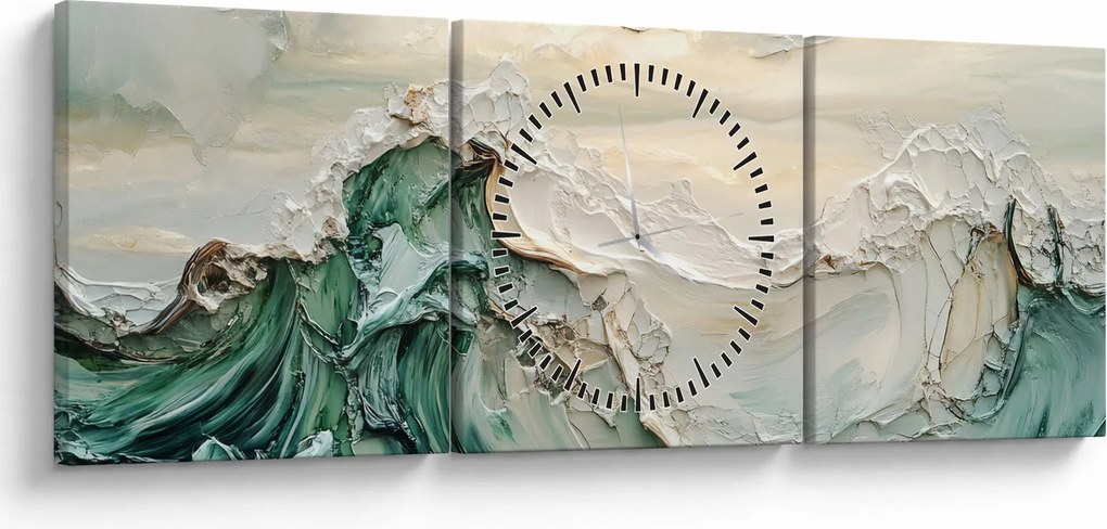 Obraz - 3D abstrakcja morza (z zegarem) (90x30 cm)