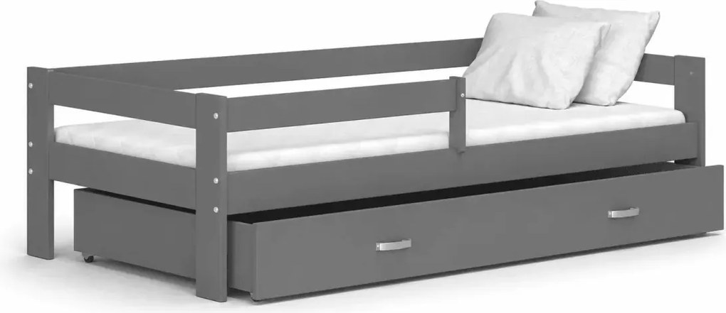 Łóżko dziecięce Tika 80x160 80x190 z barierką stelażem Flex szufladą i materacem piankowym