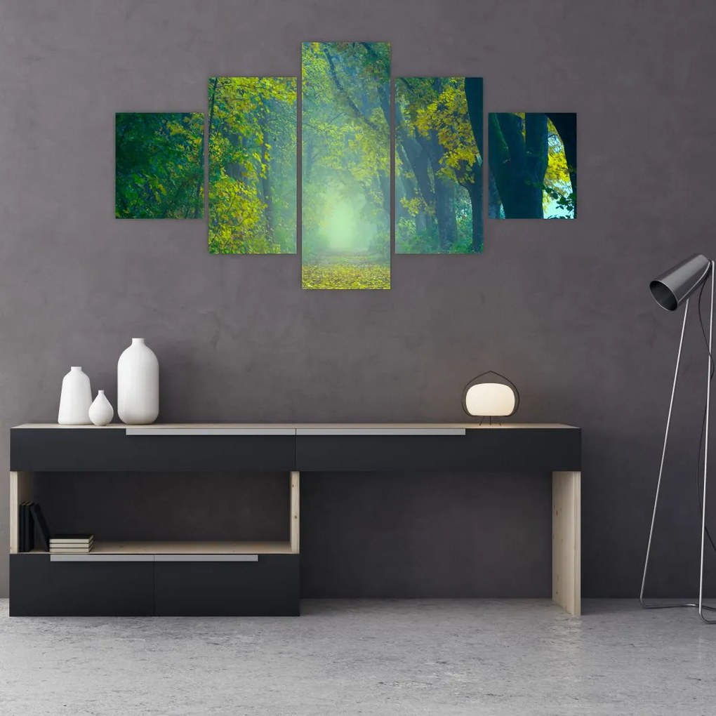 Obraz drogi wysadzanej drzewami (125x70 cm)
