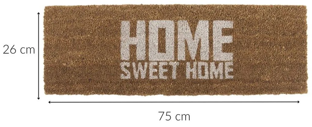 Wycieraczka pod drzwi z włókna kokosowego HOME SWEET, 75 x 26 x 2 cm