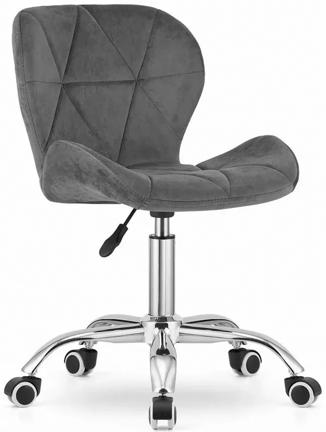 Pikowane ciemnoszare biurowe welurowe obrotowe krzesło N3-A83