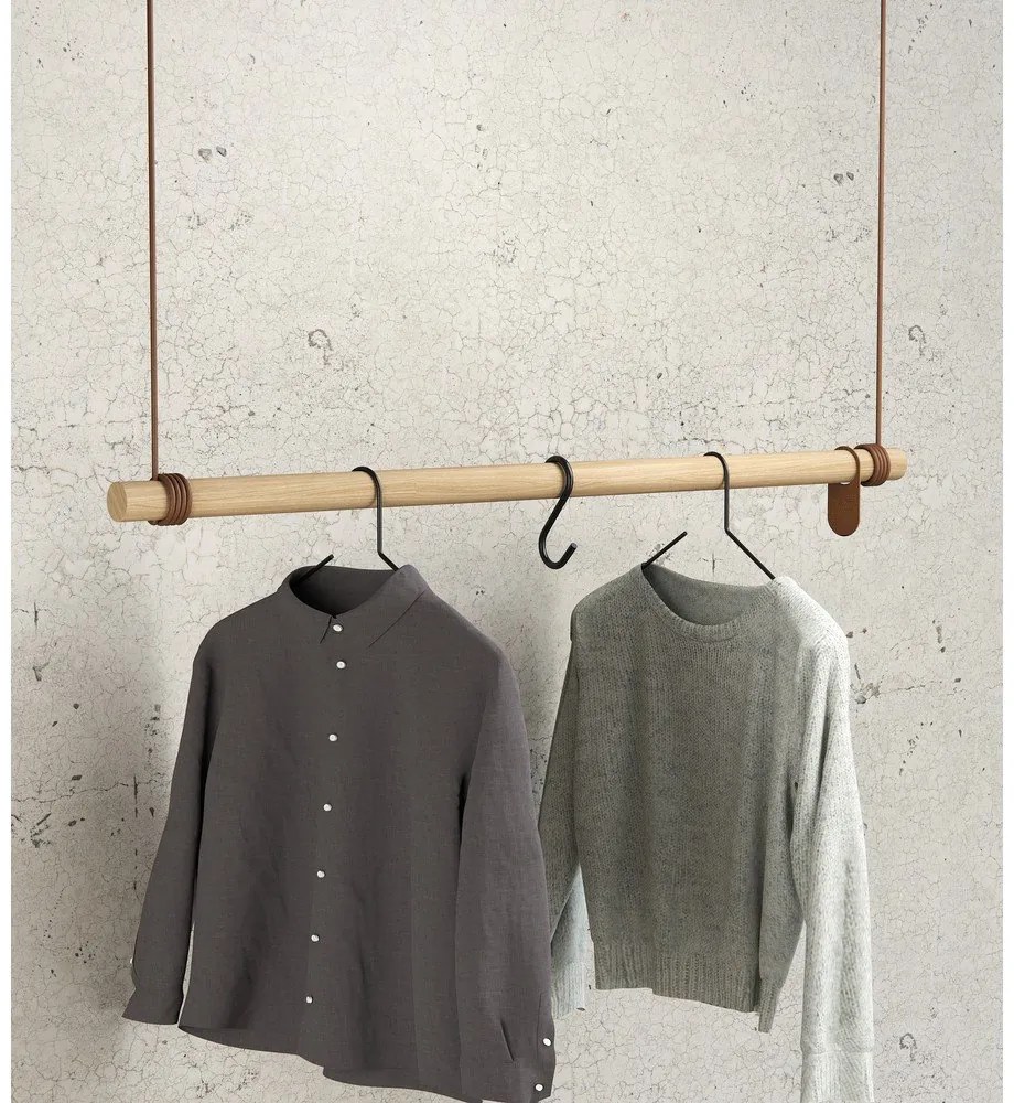 Wieszak ścienny z litego drewna dębowego w naturalnym kolorze 110 cm Swing L – LIND DNA