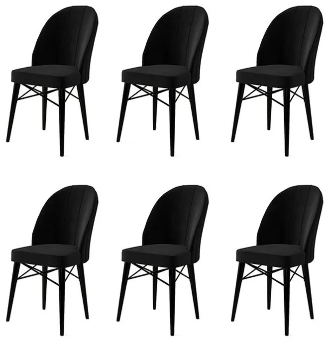 Zestaw krzeseł do jadalni Ritim Black, 6 szt.