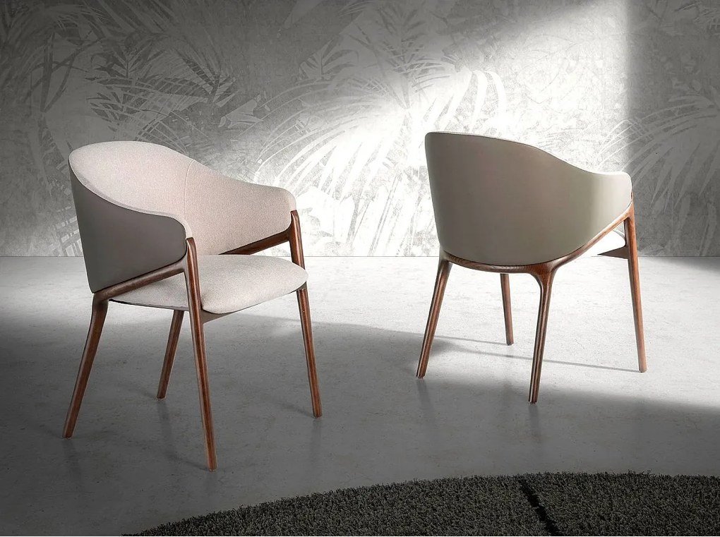 Krzesło z ekoskóry w kolorze beżowym i ciemnej norek 4090 ANGEL CERDA