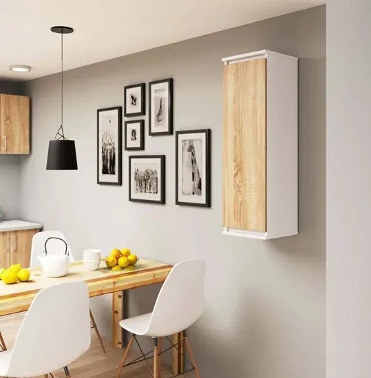 Minimalistyczna szafka wisząca do salonu biały + dąb sonoma Z0-Z25