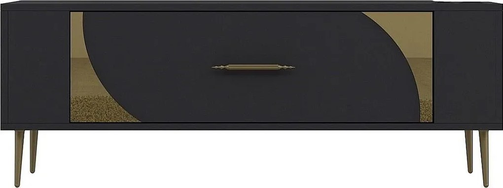 Stojak pod telewizor – 120 cm x 48,2 cm x 26,4 cm – Antracyt i złoto – Płyta wiórowa pokryta melaminą