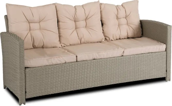 Zestaw Mebli Ogrodowych COLORADO Beżowy Sofa Pufy Stolik Tarasowy Technorattan Nowoczesny