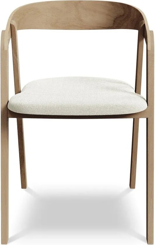 Kremowy fotel jadalniany z litego drewna Erika – Makamii