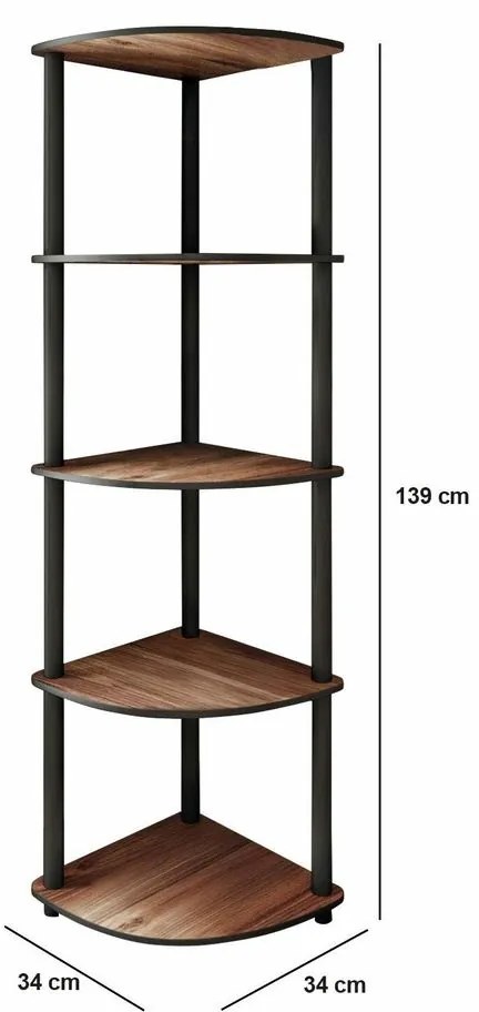 Regał Corner Walnut, 5 półek, L