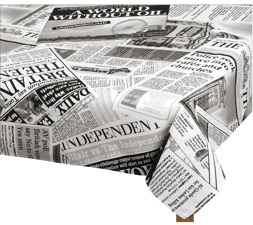 Bellatex Obrus EMA Gazeta czarny, 120 x 140 cm, 120 x 140 cm