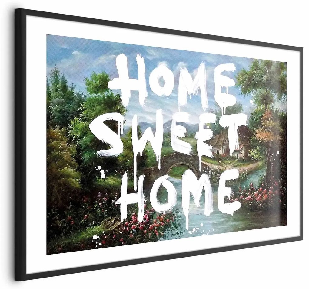 Plakat Wymarzony dom 30x21 cm z ramą czarną z marginesem ARTGEIST B