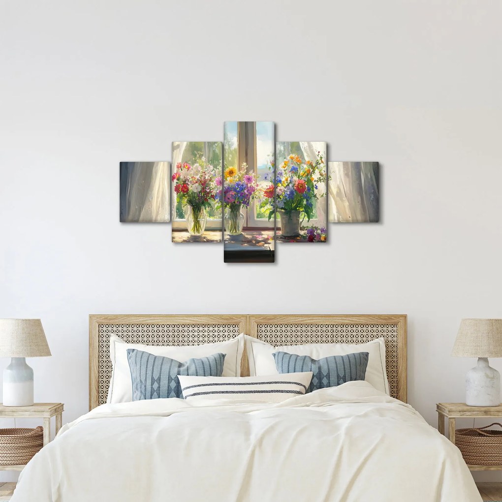 Obraz - Bukiet przy oknie (125x70 cm)