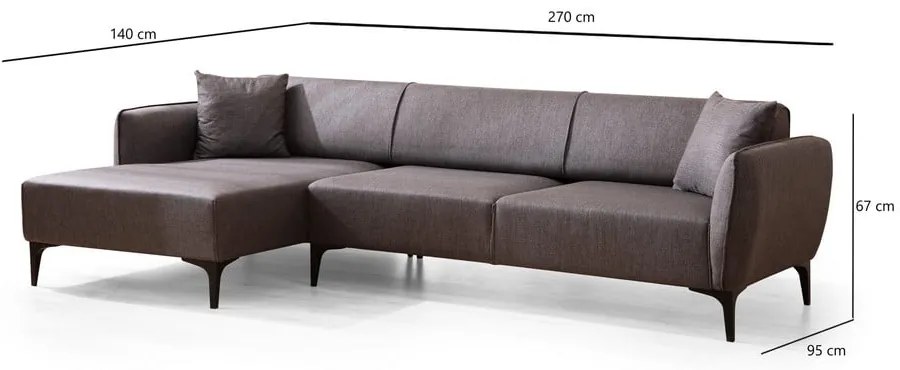 Ciemnoszara sofa narożna Belissimo, narożnik lewy – Balcab Home